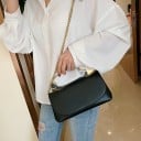 Mala crossbody feminina com aba e alça em forma de grande alfinete de segurança Corrente metálica ao ombro em pele PU 6