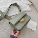 Mala crossbody feminina com aba e detalhe metálico em forma de meia-lua Alça larga com mosquetões Forma quadrada Pele PU 18,5 x 8 x 14 cm 5