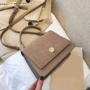 Mala crossbody feminina com alça superior Para levar na mão ou ao ombro Aba com fecho redondo Aparência de camurça Pele PU 24 x 10 x 17 2