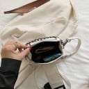 Mala crossbody feminina com grande fivela quadrada Corrente robusta Alça longa para o ombro Fecho com zíper Couro PU 18 x 16 x 11 cm 9