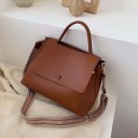 Mala crossbody feminina em couro PU com pega superior e aba Mala de mão ou à tiracolo com ampla alça estampada 29,5 x 23 x 12 cm 3
