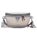 Mala crossbody feminina em forma de cintura com acabamento contrastante Fecho com dois puxadores Alça larga em PU e poliéster 25 x 15,5 x 9 3
