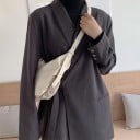 Mala crossbody feminina em forma de meia-lua Macia e espaçosa Fecho de zip Alça com fivela Couro PU e poliéster 31 x 11 x 20 cm 5