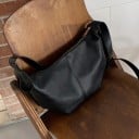 Mala crossbody feminina em forma de meia-lua Macia e espaçosa Fecho de zip Alça com fivela Couro PU e poliéster 31 x 11 x 20 cm 7