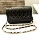 Mała damska torebka crossbody z klapą Romboidalne pikowanie Długi łańcuszkowy pasek przepleciony paskiem Skóra PU 20 x 14 x 7 cm 2