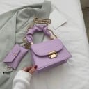 Mała damska torebka crossbody z PU skóry ekologicznej z krokodylim wzorem Nabierane ucho i łańcuszek w kolorze złotym Metalowe zapięcie 4