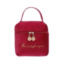 Mala de cosméticos em veludo para senhora com pega Forma de pequena mala 11 x 12 x 6 cm Fecho duplo Inscrição decorativa em dourado 7