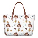 Mala de mão em neoprene com estampado de enfermeiras e equipamentos médicos Dimensões 39 x 29 x 11,5 cm Alças castanhas com rebites 3