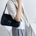 Mala de senhora a tiracolo com aba 30 x 18 x 9 cm Em couro PU sintético Faixa decorativa com fivela metálica Bolso interior com fecho Alça 4