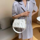 Mala de senhora a tiracolo com superfície franzida 25 x 15 x 7 cm Em pele sintética PU Alça larga e alça longa crossbody Cadeia dourada 4