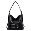 Mala de senhora a tiracolo em pele sintética Forma hobo suave Bolsas com fecho e bolsa com aba Alça longa com mosquetões 35 x 32 x 14 1