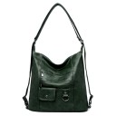 Mala de senhora a tiracolo em pele sintética Forma hobo suave Bolsas com fecho e bolsa com aba Alça longa com mosquetões 35 x 32 x 14 5