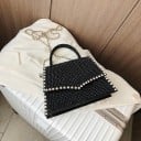 Mala de senhora crossbody coberta de cristais decorativos Alça superior Corrente de bolinhas brilhantes Aba em forma de envelope Couro PU 2