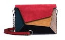 Mala de senhora crossbody com aba Padrão patchwork de peças geométricas Alça com corrente metálica Couro PU e poliéster 20 x 15 x 8 cm 2