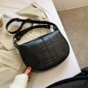 Mala de senhora crossbody em forma de meia-lua Padrão de crocodilo Alça ajustável com fivela Couro PU e poliéster 29,5 x 21 x 6 cm 1