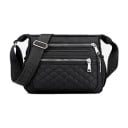 Mala de senhora crossbody Formato retangular Vários compartimentos com fecho Compartimento frontal acolchoado Alça larga e ajustável Nylon 1