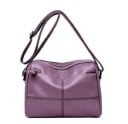 Mala de senhora crossbody para o ombro com vários compartimentos com fecho Bolso frontal Alça ajustável Costura decorativa em pele PU 24 x 3