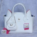 Mala de senhora de mão em forma de gato com orelhas Pequena bolsa pendurada numa corrente Lua decorativa dourada Couro sintético 26 x 23 x 14 3