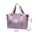 Mala de viagem desportiva feminina em nylon resistente com alça de ombro, pega de mão e sistema de fixação à pega da mala 4