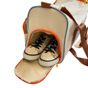 Mala desportiva Oxford branca com bolsos coloridos 42x27x24 cm Mala com alça de ombro e pega para a mão, bolso separado para sapatos 5