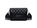 Mala feminina acolchoada a tiracolo em pele sintética 20 x 15 x 6 cm Crossbody com aba Alça larga com padrão em ganchos metálicos 1