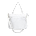 Mala feminina com bolsa frontal transparente Fecho éclair Duas alças e uma longa correia de ombro Lona e nylon 37 x 28,5 x 8 cm 1