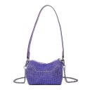 Mala feminina com pedras brilhantes 16 x 11 x 11 cm Forma compacta com fecho de correr Alça para ombro e longa corrente metálica 2