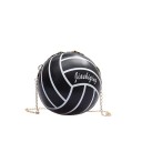 Mala feminina em forma de bola de voleibol 16 x 16 cm Mala redonda ao ombro com corrente dourada Acessório desportivo divertido 2