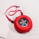 Mala feminina em forma de pneu Crossbody sobre o ombro Alça ajustável com mosquetão Mala redonda com fecho de correr 27 x 27 x 12 cm 2