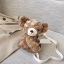 Mala feminina em forma de urso de peluche Mala de ombro e crossbody Pelagem sintética macia Alça de tecido clara com mosquetões 1
