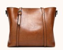 Mala feminina espaçosa de ombro com alças longas Alça removível Bolso frontal Pés metálicos na base Pele sintética PU 32 x 12 x 29 cm 16