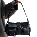 Mala goth feminina 28 x 7 x 15 cm Couro sintético e poliéster Design alternativo escuro Mala de ombro estilosa 1