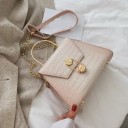 Mala pequena para senhora com padrão de pele de crocodilo Alça metálica e corrente Fivela dourada na aba 20 x 15,5 x 8,5 cm couro PU 1