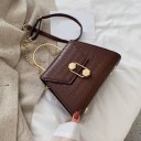 Mala pequena para senhora com padrão de pele de crocodilo Alça metálica e corrente Fivela dourada na aba 20 x 15,5 x 8,5 cm couro PU 3