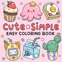 Malbücher für Kinder und Erwachsene mit niedlichen einfachen Illustrationen in rosa gezeichneten Motiven, Ausmalbuch zur Entspannung und Unterhaltung 1