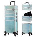 Maletín de maquillaje de gran capacidad 4 en 1 con ruedas 34 x 25 x 76 cm Maleta de cosméticos con cerradura PVC Organizador profesional 2