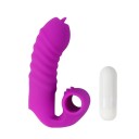 Manchon en silicone étanche pour doigt avec option de vibrations, surface striée pour double stimulation, avec fenêtre pour œuf vibrant, emballage discret 1