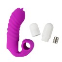 Manchon en silicone étanche pour doigt avec option de vibrations, surface striée pour double stimulation, avec fenêtre pour œuf vibrant, emballage 2