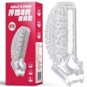 Manchon en silicone pour pénis avec des bulles de massage et un relief avec une prise intégrée pour les testicules de style anneau 4
