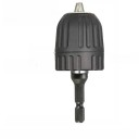 Mandrin à changement rapide sans clé avec un serrage de 0,8 à 10 mm et un emmanchement hexagonal 1/4" avec filetage 3/8" 24UNF noir pour perceuses 1