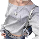 Manga longa feminina cinza com detalhe discreto 4