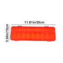 Mangiatore per pollame con 18 aperture per un facile alimentazione 30 x 10 cm contenitore in plastica per cereali arancione per galline, pulcini e quaglie 3