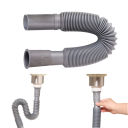 Mangueira de drenagem flexível universal em plástico 36–88 cm para lavatório e cozinha, resistente à corrosão, não deformável cinza 2