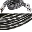 Manguera de fontanería G1/2 de nylon trenzado de acero inoxidable 60 cm, silicona, termoresistente, negra, para grifo, fregadero, lavabo 4
