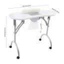 Manikurní stolek s vestavěnou odsávačkou 5,5 W skládací 90 x 40 x 72,5 cm s kolečky a opěrkou zápěstí bílý na manikúru doma i ve studiu 3