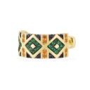 Manșetă largă pentru ureche ear cuff cu model geometric Zirconii colorate în motive rombice Formă deschisă Metal bijuterie 3