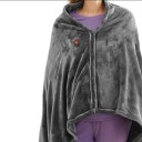 Manta aquecida com fecho de correr 150 x 80 cm Manta aquecida cinza com 8 zonas de aquecimento e 3 modos de temperatura para conforto em casa 5