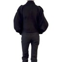 Manteau court oversize pour femme avec col montant à boutons, poches latérales et manches larges pour l'automne en ville 7