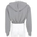 Manteau court pour femme avec capuche et impression textuelle Manteau court gris avec manches longues Ourlet élastique à la taille Coton 6