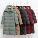 Manteau d'hiver long pour femmes avec col haut Manteau matelassé avec rembourrage en duvet de canard Fermeture cachée Doublure 7